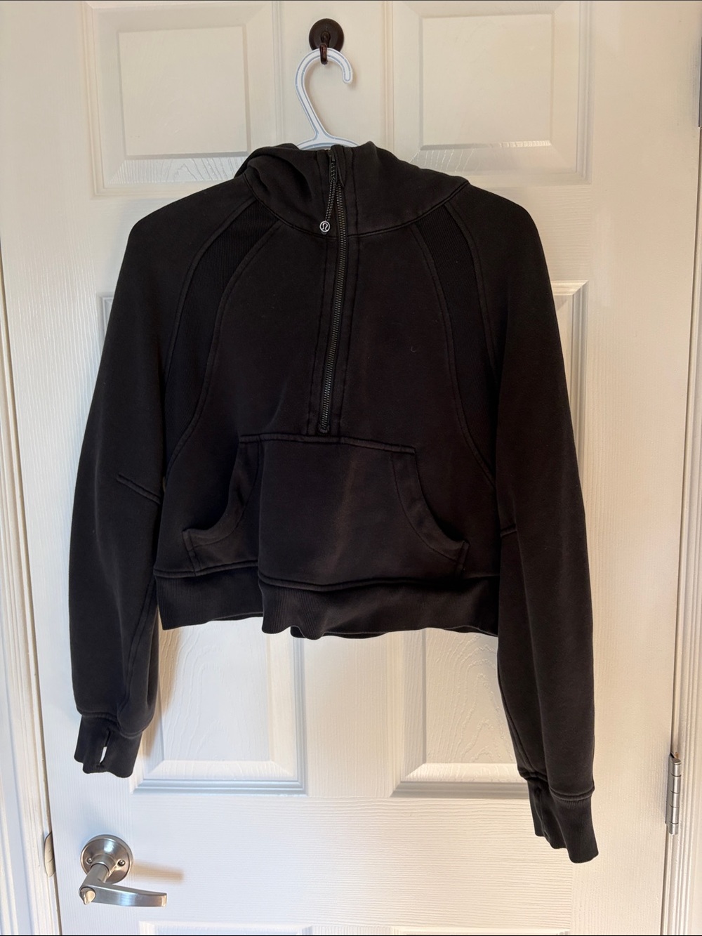 lululemon athletica Black Scuba Cropped Half-Zip Hooded Sweater